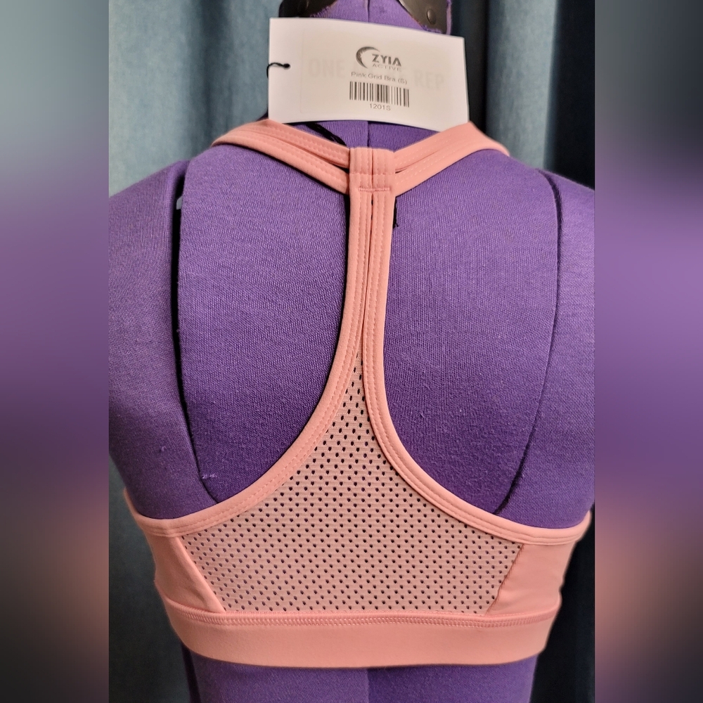 Zyia Active Pink Grid Bra Size Small - Picture 2 of 7